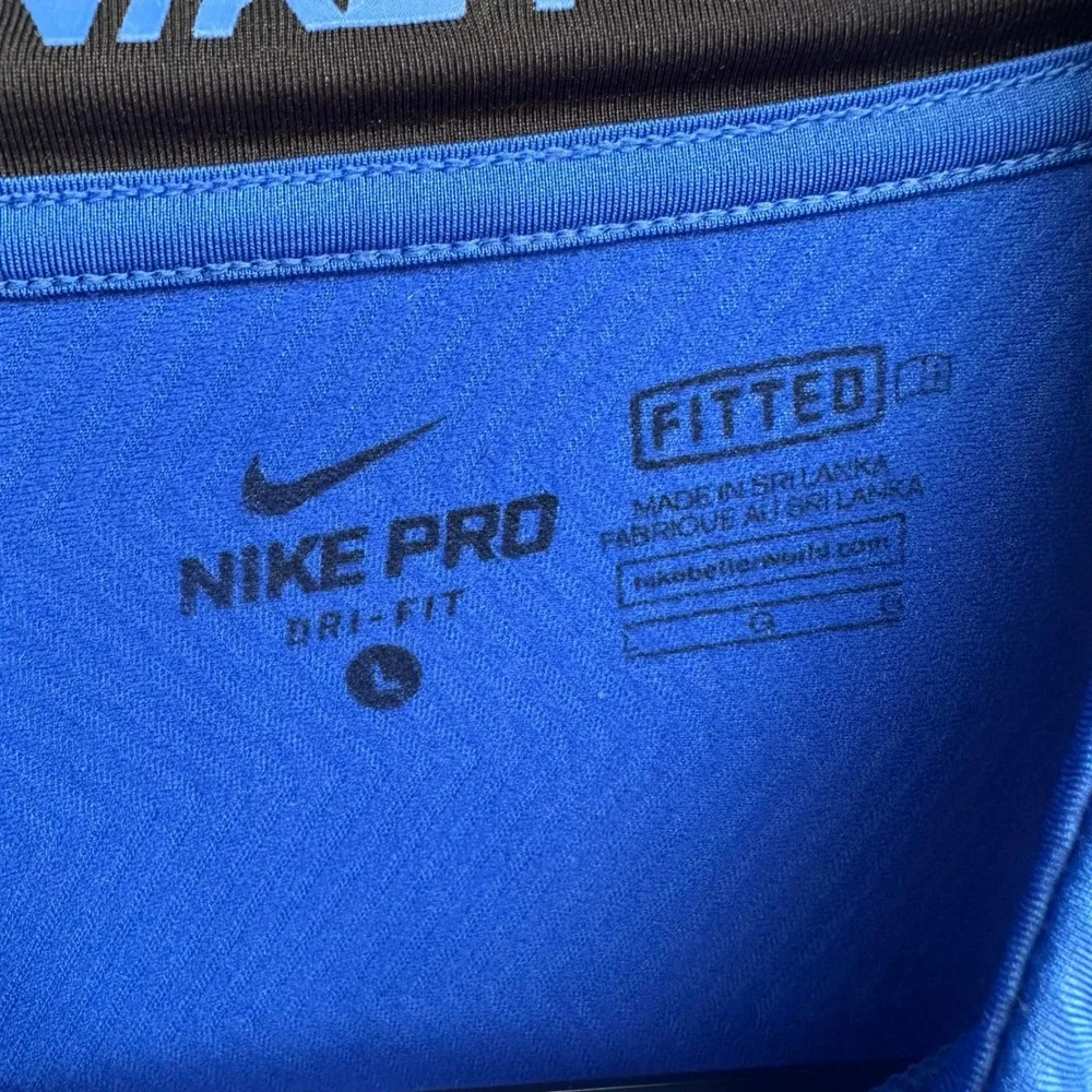 Nike Pro Quarter Zip Pullover Mens‎ Large Blue Fitted Dri-FIT Outdoor Training
